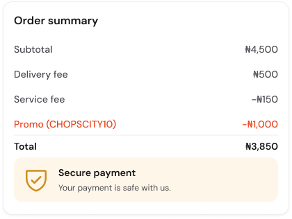 Order summary UI
